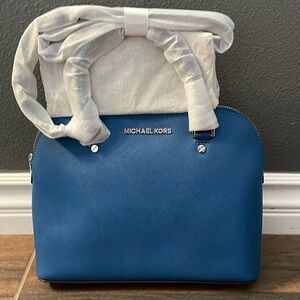 NWT MICHAEL Michael Kors Cindy Medium Dome Satchel - Steel Blue